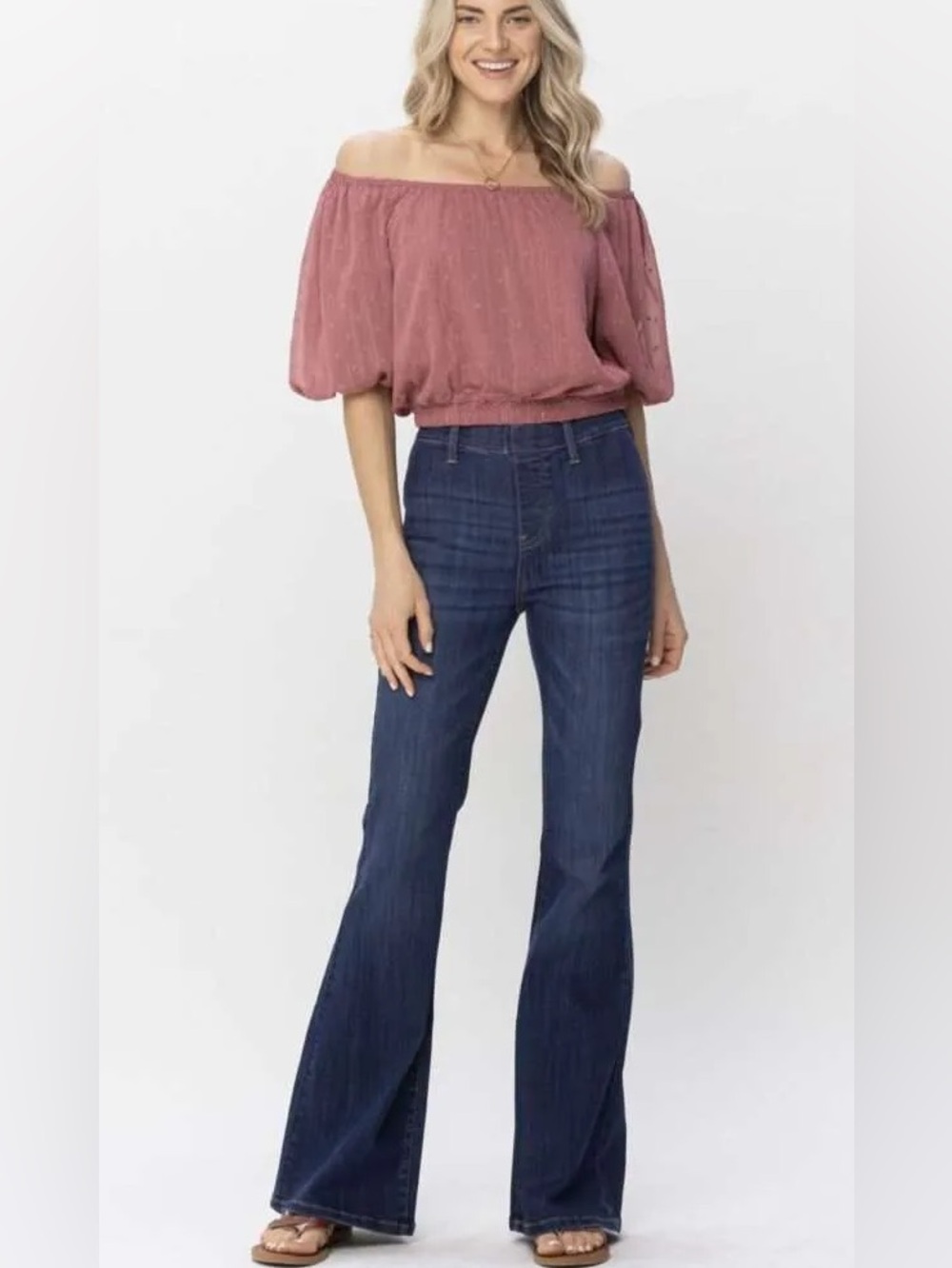 Judy Blue Hi Waist Pull On Flares Stretchy Denim Women’s Size 11/30